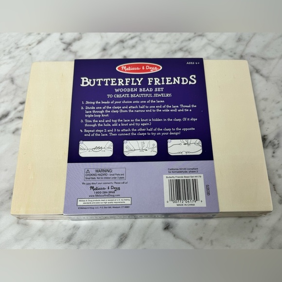 🤑Melissa & Doug Butterfly Friends Wooden Bead Set - NEW SEALED - Picture 3 of 3